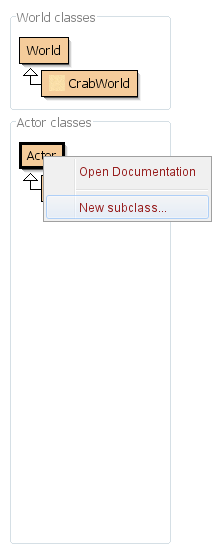 Ator pop-up de classe, nova subclasse